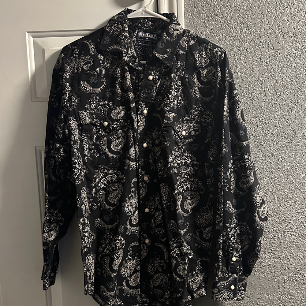 Wrangler Black and White Paisley Men's Shirt